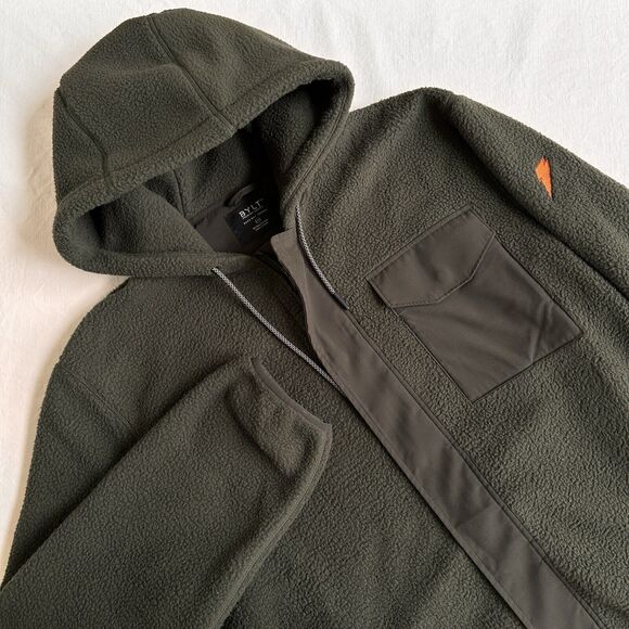 BYLT Jacket Men's 2XL Back Bay Sherpa Fleece Hooded Full Zip Pockets Green